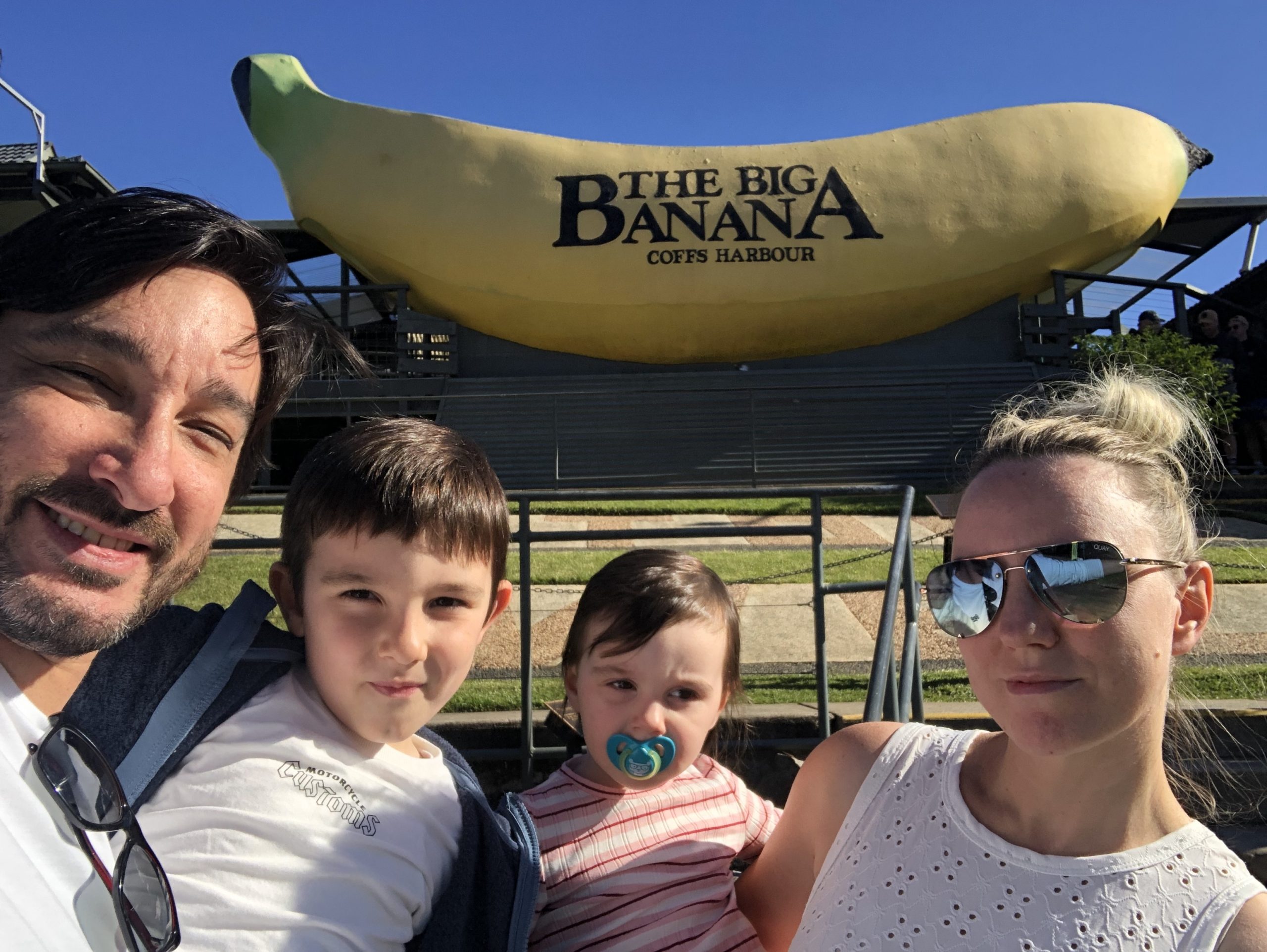 Mami, Papi and the kids at the Big Banana in Coffs Harbour, New South Wales, Australia